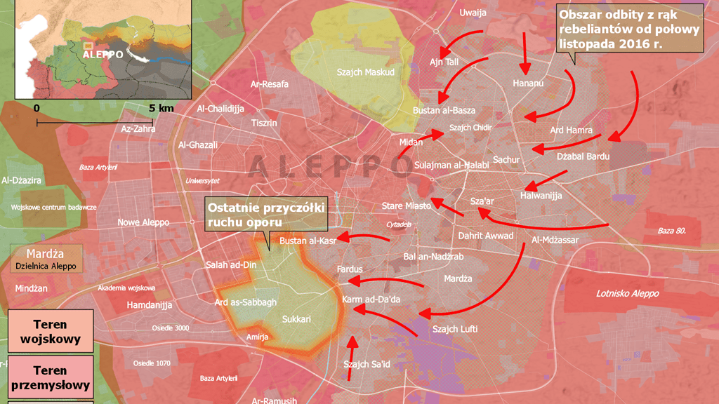 Aleppo 13 XII. Mapa: Defence24.pl