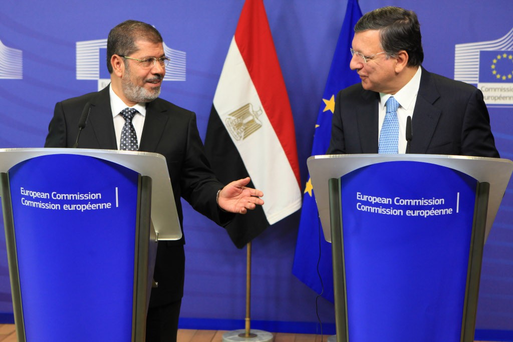 Muhammad Mursi i Jose Manuel Barroso podczas konferencji prasowej w siedzibie KE - fot. European Commission.