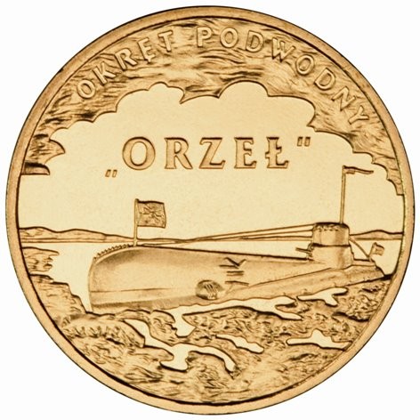 18 sierpnia br. w sprzedaży znajdzie się 2 złotowa moneta z wizerunkiem okrętu podwodnego ORP Orzeł - fot. Marynarka Wojenna RP