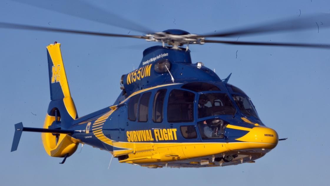 EC155 w barwach służb ratownictwa medycznego stanu Michigan - fot. University of Michigan Survival Flight
