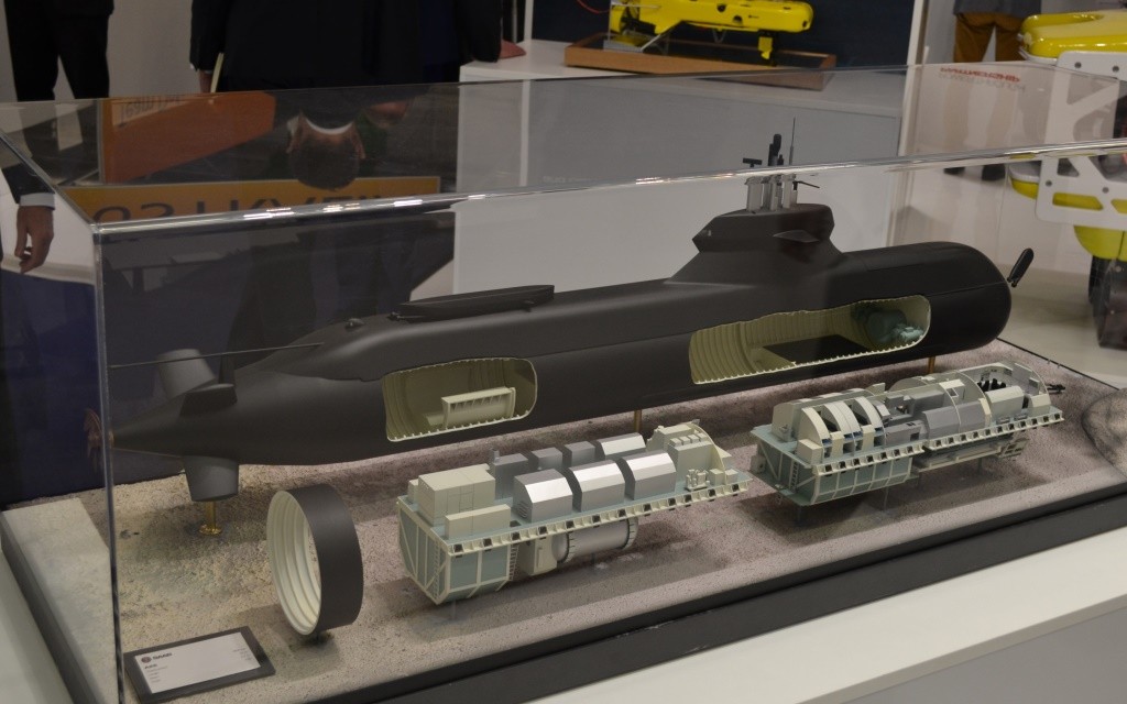 Model okrętu podwodnego A26 na stanowisku szwedzkiej firmy Saab– fot. M.Dura/Defence24.pl