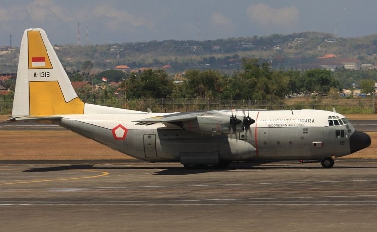 Samolot C-130H Hercules w barwach sił powietrznych Indonezji. Fot. Andrew Thomas/wikipedia C.C. 2.0