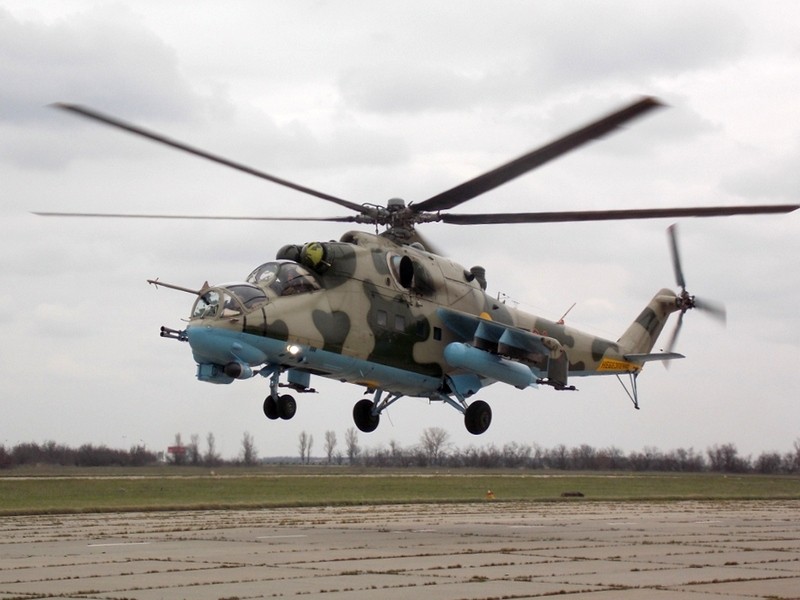 W Doniecku ukraińskie lotnictwo wojskowe wykorzystywało przeciwko prorosyjskim rebeliantom m.in. śmigłowce Mi-24. Fot. mil.gov.ua.
