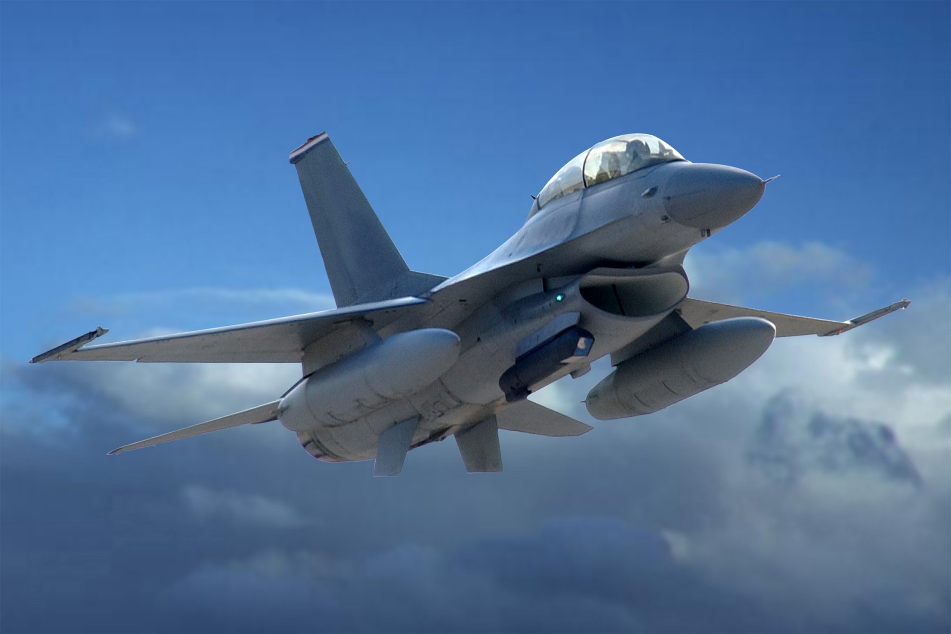 Samolot F-16 z zasobnikiem Sniper ATP. Ilustracja: Lockheed Martin.