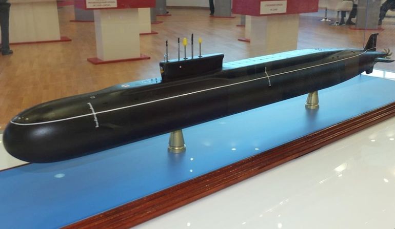 Model rosyjskiego okrętu podwodnego proj. 955A (Boriej-A). Fot. Defence24.pl.