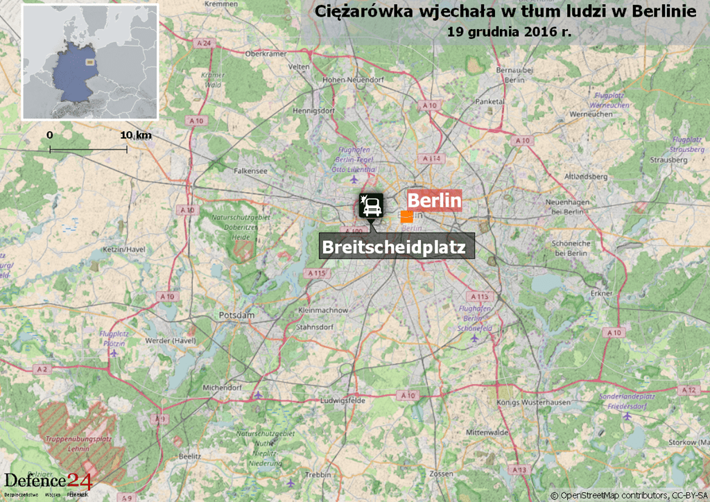 Zastrzelenie sprawcy zamachu w Berlinie pod Mediolanem, mapa: Defence24.pl