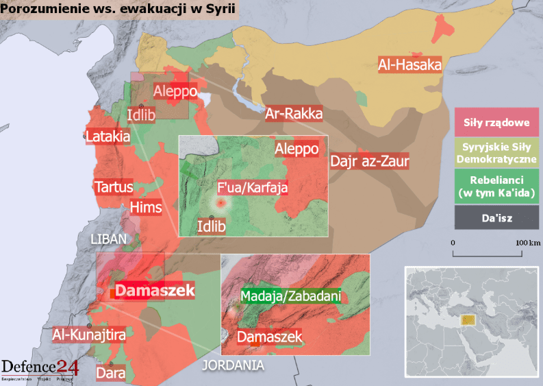 Porozumienie ws. ewakuacji Syrii, mapa: Defence24.pl
