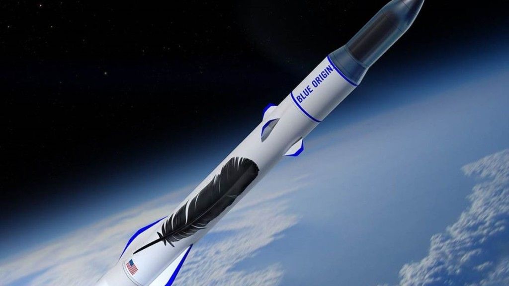 Artystyczna wizja rakiety nośnej New Glenn. Ilustracja: Blue Origin