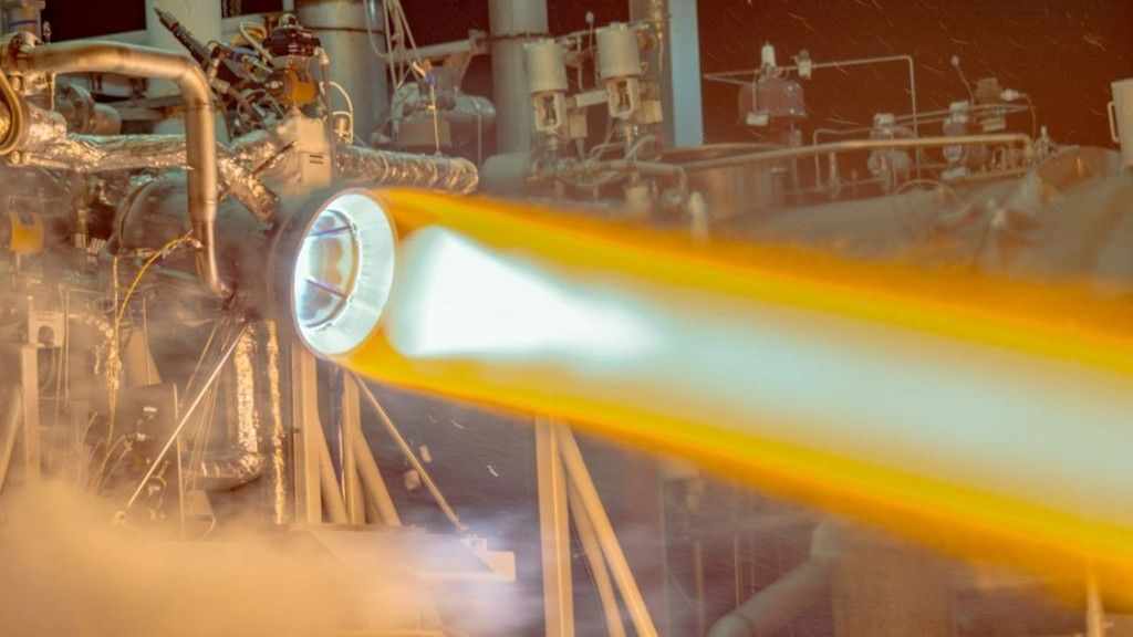 Udany test silnika RL10 z elementami wytworzonymi w technologii druku 3D. Fot. Aerojet Rocketdyne