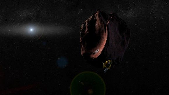Artystyczna wizja spotkania sondy New Horizons z planetoidą 2014 MU69. Fot. NASA/JHUAPL/SwRI