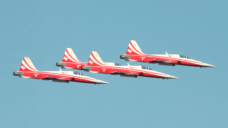 Podczas Air Show wystąpi m.in. szwajcarski zespół Patrouille Suisse. Fot.Mike Lehmann /Wikimedia/CC BY SA 3.0 [https://creativecommons.org/licenses/by-sa/3.0/deed.en]