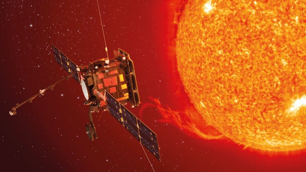 Artystyczna wizja sondy Solar Orbiter badającej Słońce. Ilustracja: ESA