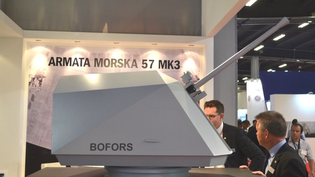 Model armaty Bofors Mk3 kalibru 57 mm na wystawie MSPO 2015 w Kielcach. Fot. M.Dura