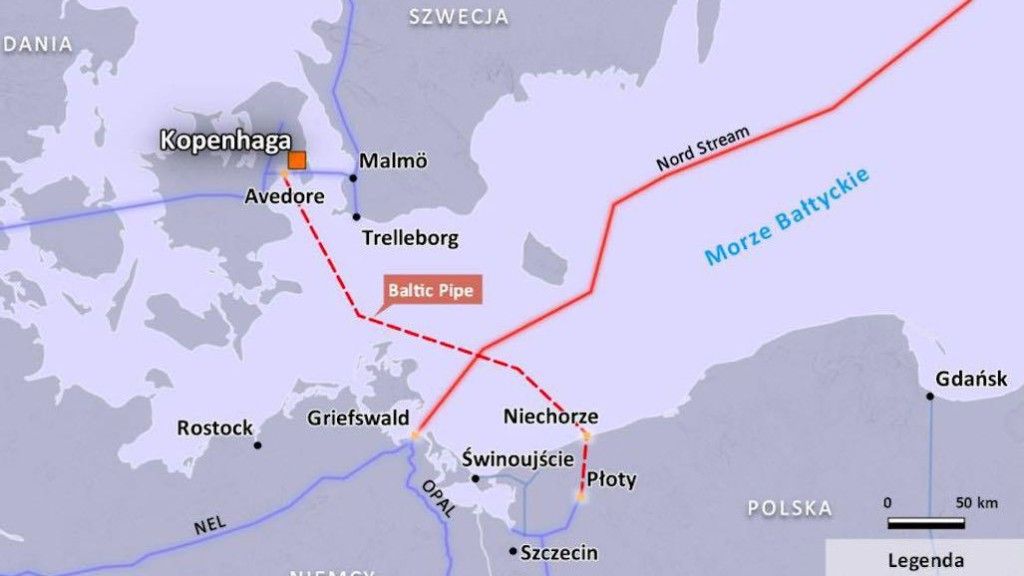 Planowany gazociąg Baltic Pipe mający wejść w skład tzw. Korytarza Norweskiego