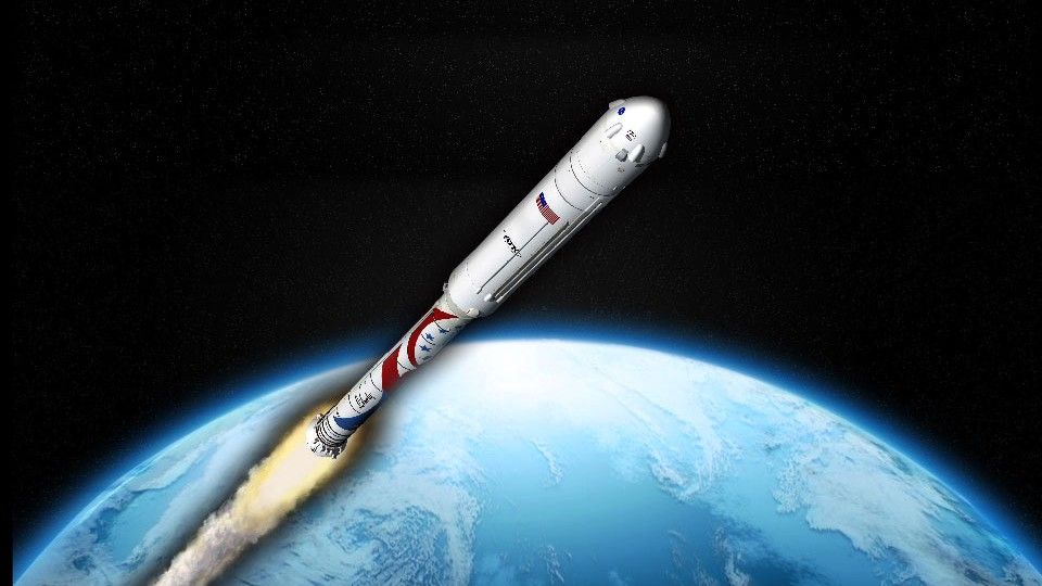 Artystyczna wizja rakiety Liberty, której pochodną ma być konstrukcja Next Generation Launcher. Ilustracja: NASA/ATK