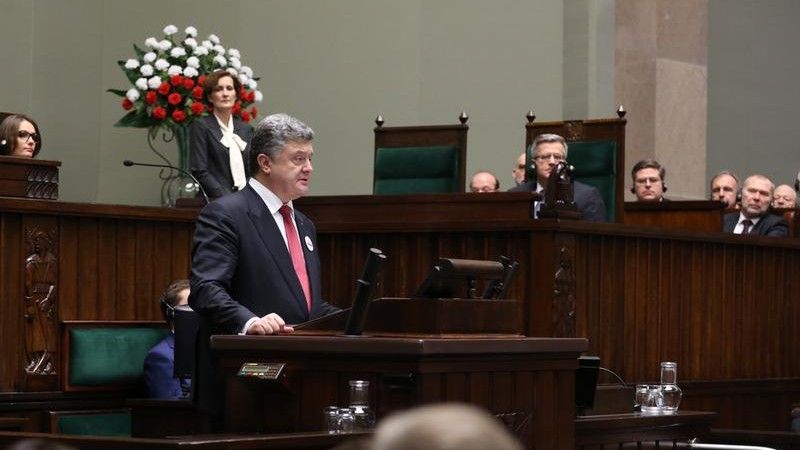 Ukrainian President Petro Poroshenko in Polish Sejm. Photo: Krzysztof Białoskórski/sejm.gov.pl