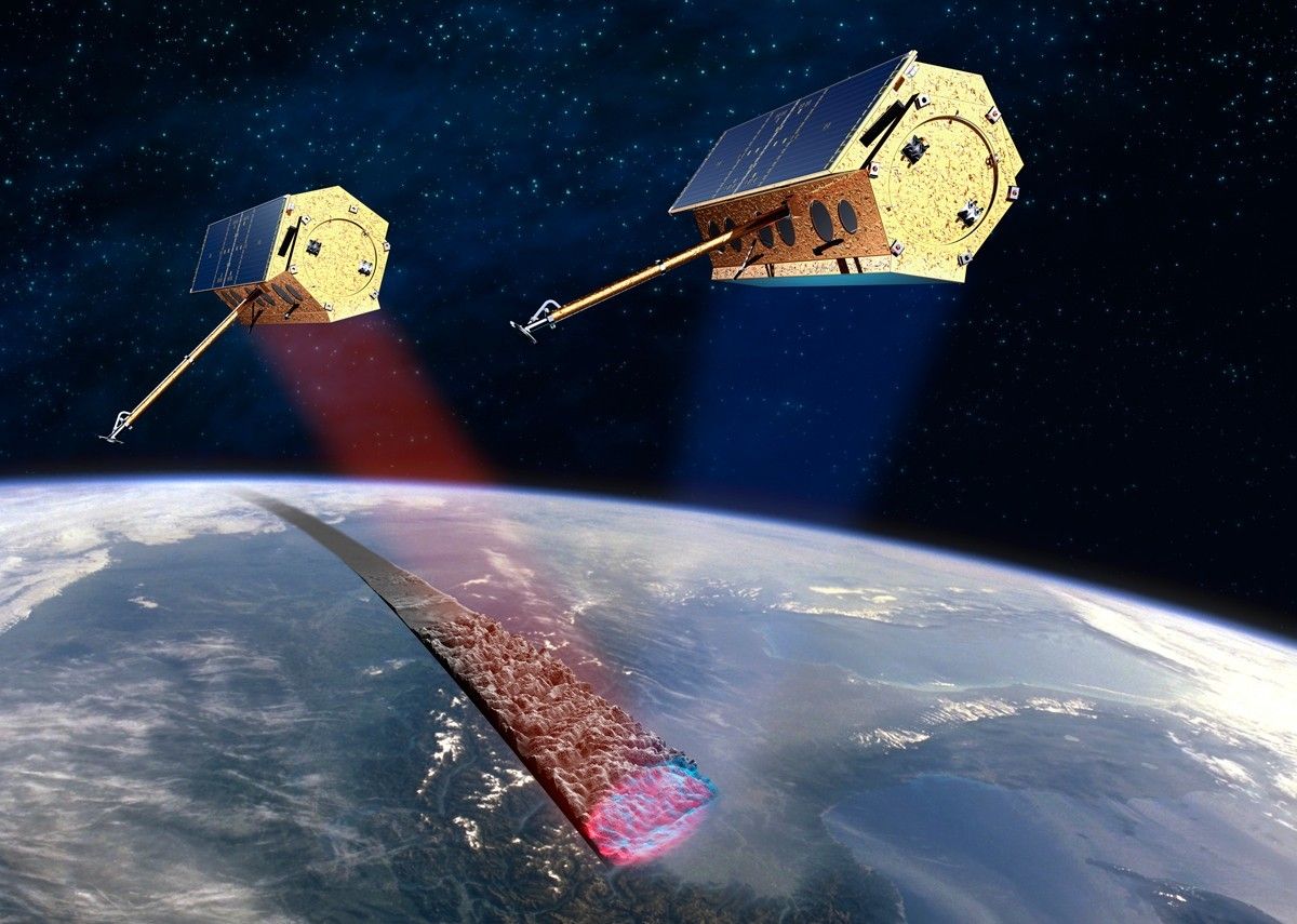 Artystyczna wizja satelitów TerraSAR-X i TanDEM-X. Ilustracja: Airbus Defence & Space