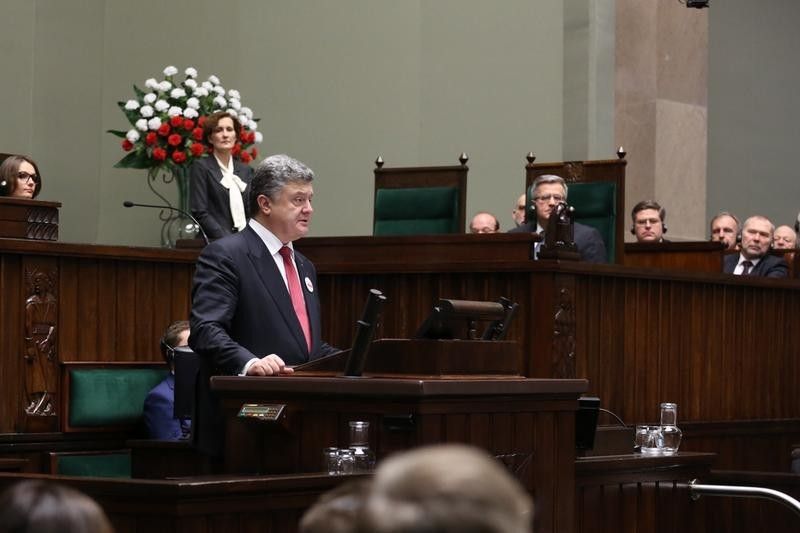 Ukrainian President Petro Poroshenko in Polish Sejm. Photo: Krzysztof Białoskórski/sejm.gov.pl