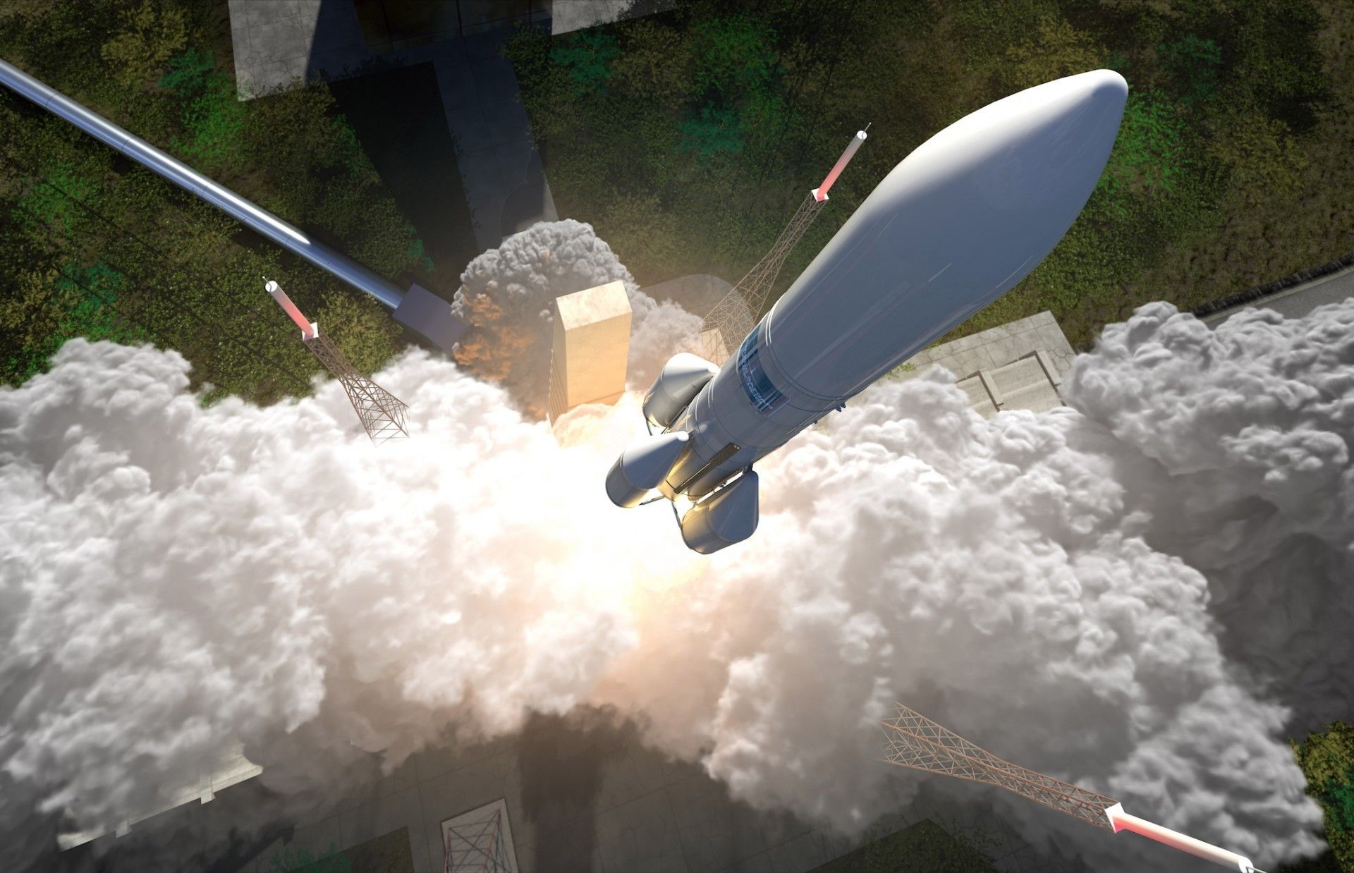 Wizja startu rakiety nośnej Ariane 6. Ilustracja: Airbus Defence & Space