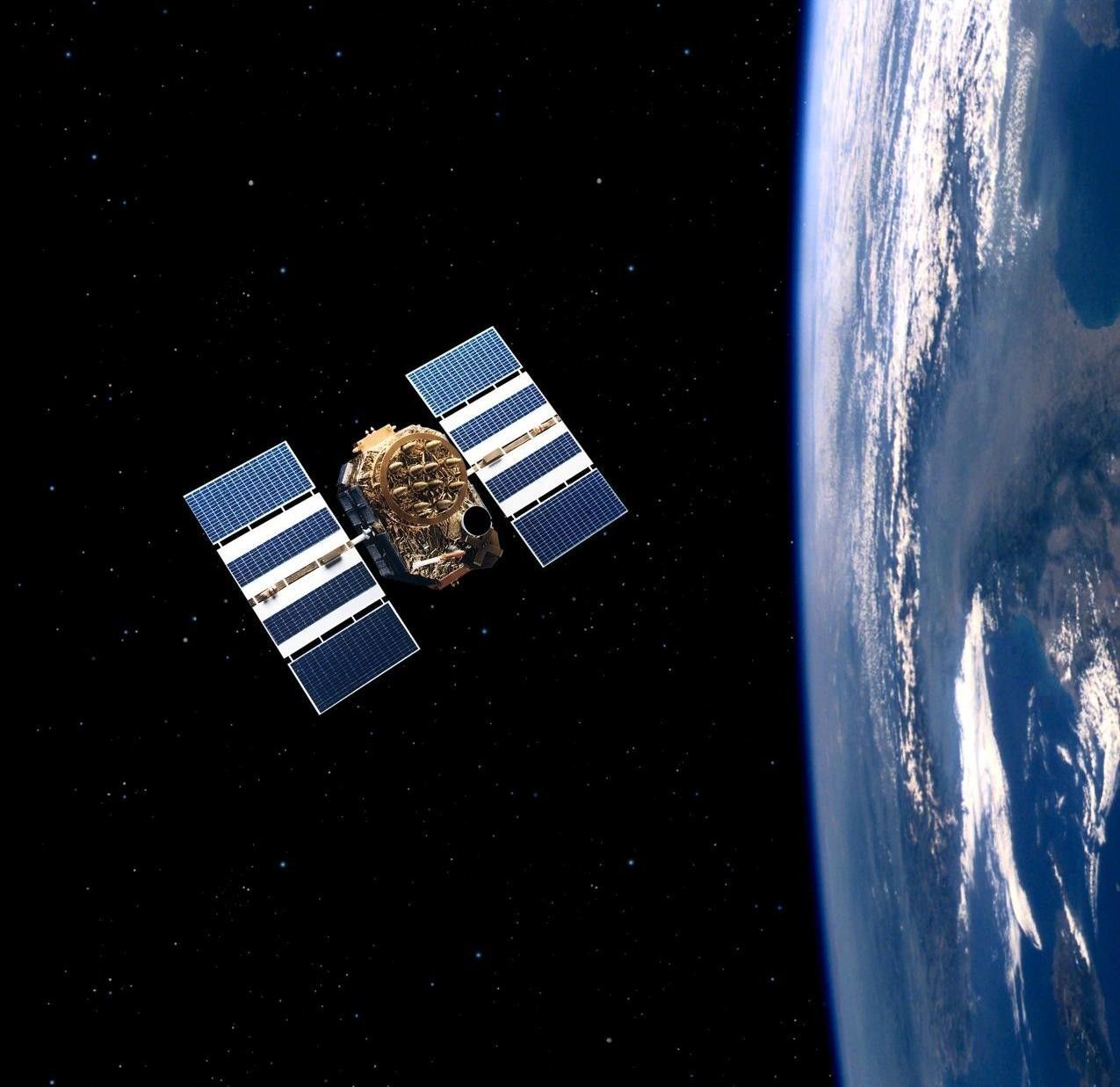 Artystyczna wizja satelity z GPS Block IIA. Źródło ilustracji: schriever.af.mil