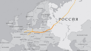 Na mapie zaznaczono Gazociąg Jamał-Europa. Fot. gazpromexport.ru
