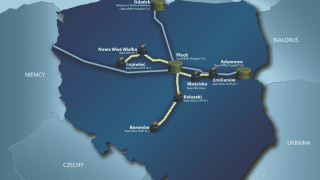 Na mapie przedstawiono polski odcinek ropociągu Przyjaźń. Fot. PERN