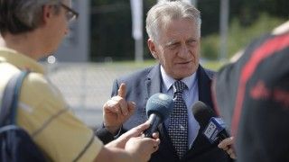 Prezes PGNiG Piotr Woźniak odpowiada na pytania dziennikarzy. Fot. PGNiG