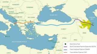 Południowy Korytarz mający dostarczać gaz znad Morza Kaspijskiego do UE. Fot. BP