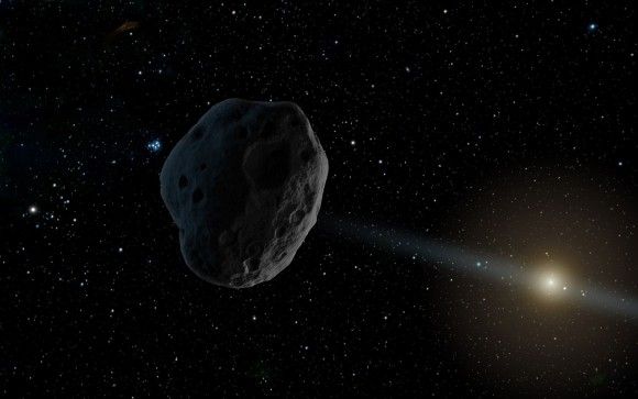 Wizualizacja przelotu komety w Układzie Słonecznym - w tle gwiazdozbiór Byka i gromada Plejad. Ilustracja: NASA Jet Propulsion Lab / jpl.nasa.gov
