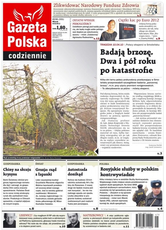Pierwsza strona Gazety Polskiej Codziennie z 9 października br. - fot. GPC.
