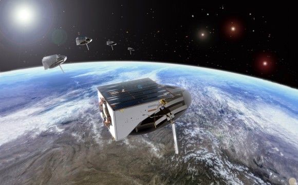 Konstelacja niemieckich satelitów rozpoznawczych SAR-Lupe, Fot. Niemiecka Agencja Kosmiczna, dlr.de