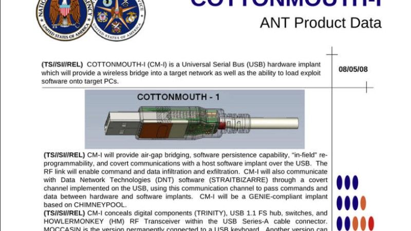 Nielegalne oprogramowanie można wprowadzić do komputera np. poprzez Cottonmouth I, specjalnie przerobioną końcówkę USB – fot. www.interference.cc