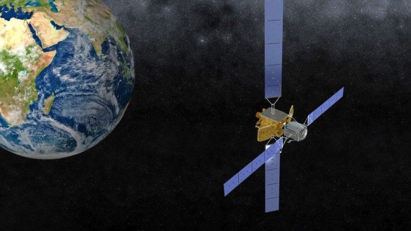 Artystyczna wizja urządzenia MEV z satelitą klienta na orbicie. Ilustracja: Orbital ATK