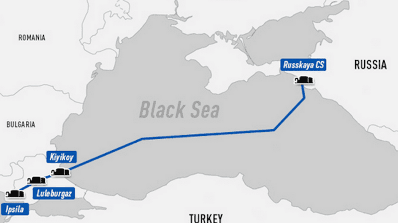 Plan postulowanej trasy gazociągu Turkish Stream. Fot. Gazprom.ru