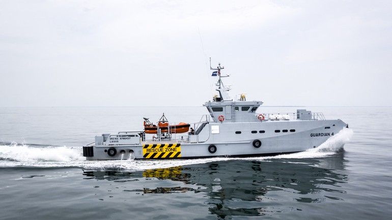Okręt patrolowy typu Damen 3307 „Guardian 4” należący do działającej w Nigerii firmy HIOSL Homeland. Fot. Damen