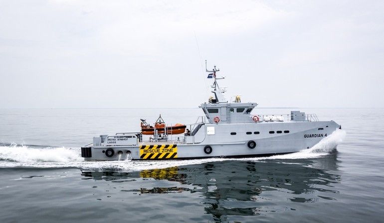 Okręt patrolowy typu Damen 3307 „Guardian 4” należący do działającej w Nigerii firmy HIOSL Homeland. Fot. Damen