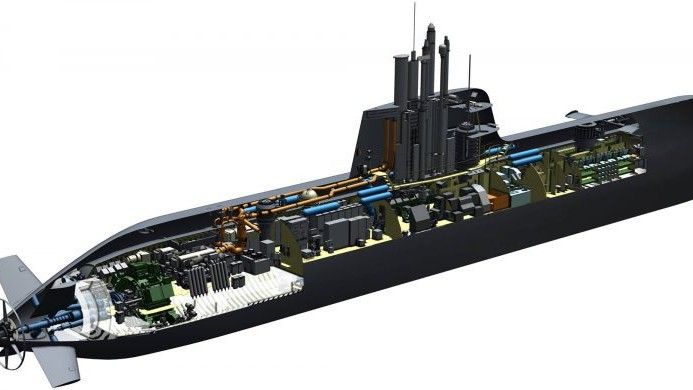Przekrój okrętu podwodnego Type 218SG budowanego przez TKMS dla Singapuru. Fot. MINDEF