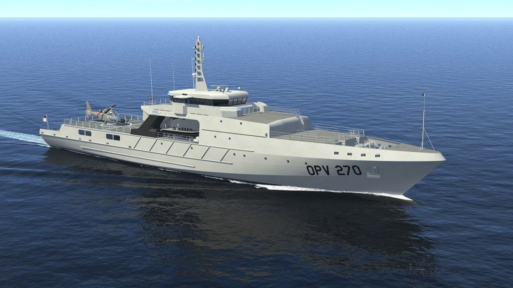Okręt patrolowy OPV 270, który w ciągu dwóch lat ma zostać dostarczony dla straży przybrzeżnej Filipin. Fot. OCEA 