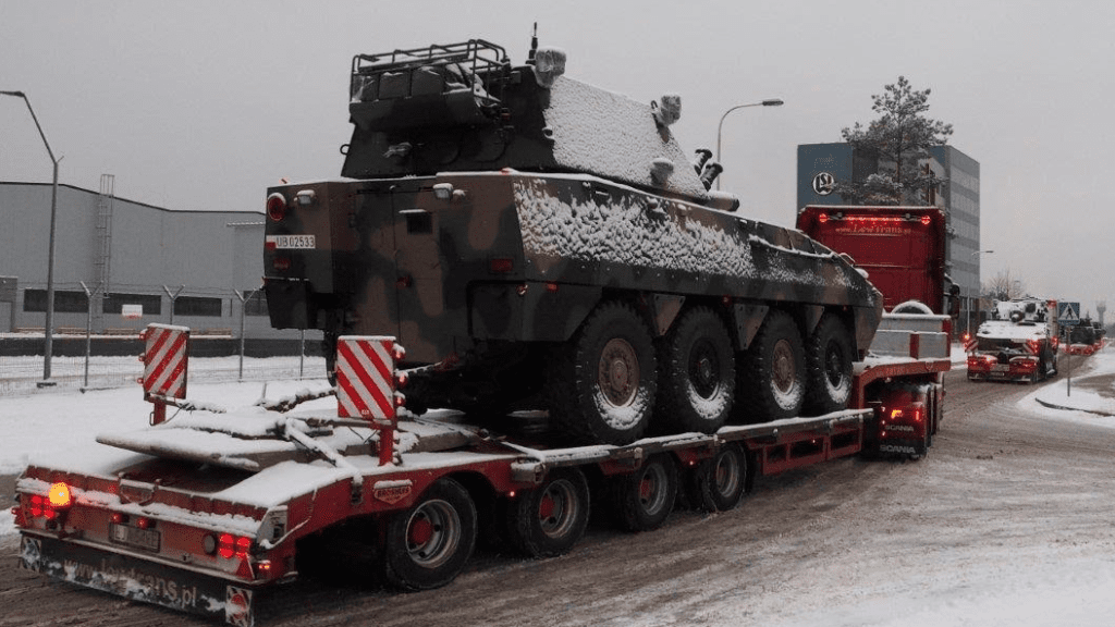  Convoy with the equipment for the third Rak module left the HSW S.A. facility on 22nd January. The equipment is headed to Giżycko. IMAGE CREDIT: JERZY RESZCZYŃSKI