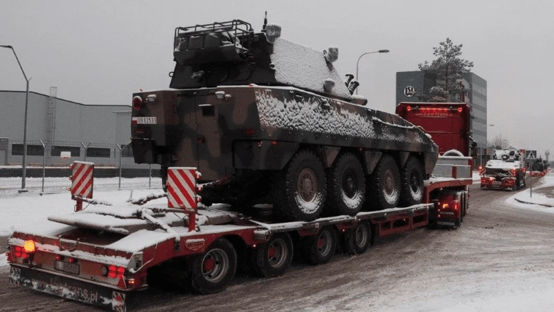 Convoy with the equipment for the third Rak module left the HSW S.A. facility on 22nd January. The equipment is headed to Giżycko. IMAGE CREDIT: JERZY RESZCZYŃSKI