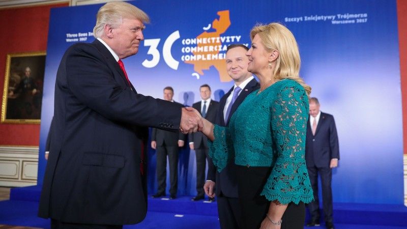 Prezydent USA Donald Trump i prezydent Chorwacji Kolinda Grabar-Kitarović. Fot. Krzysztof Sitkowski/KPRP