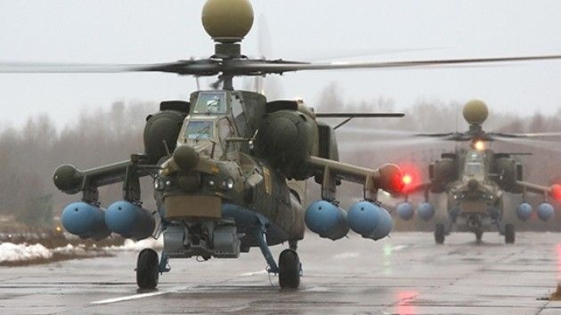 Śmigłowce Mi-28UB (?) z radarem N025. Fot. mil.ru