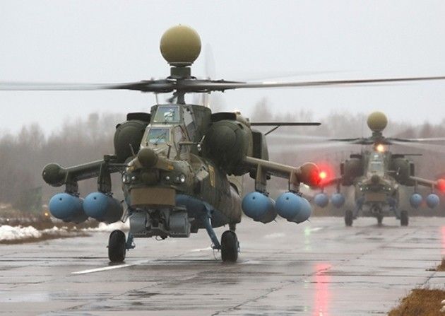 Śmigłowce Mi-28UB (?) z radarem N025. Fot. mil.ru