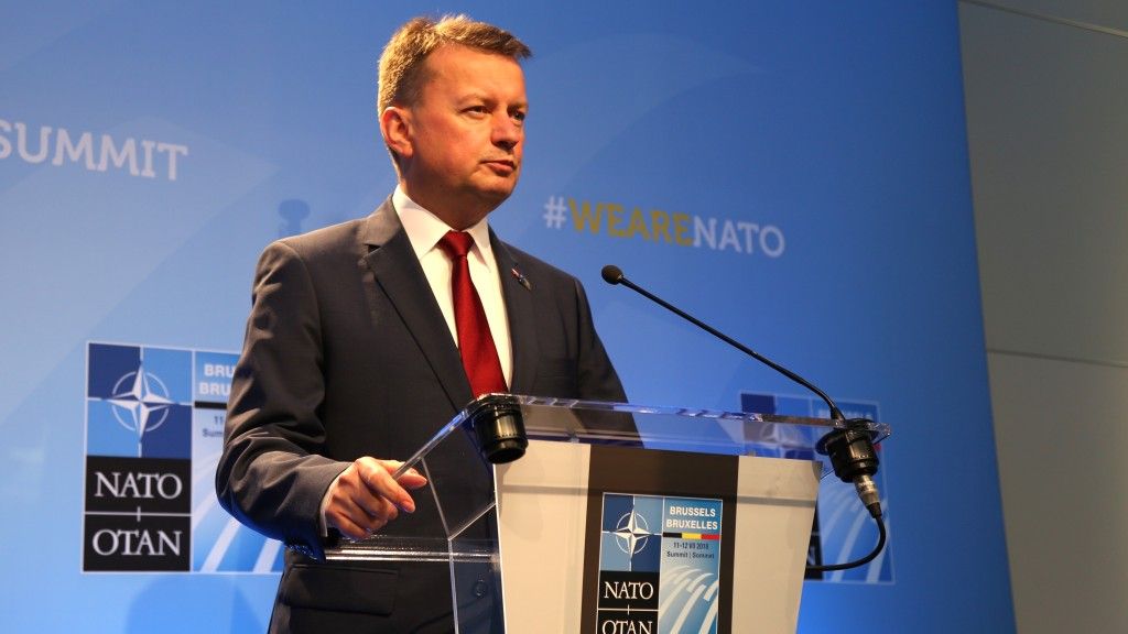 Szef MON Mariusz Błaszczak na szczycie NATO w Brukseli. Fot. Rafał Lesiecki/Defence24.pl