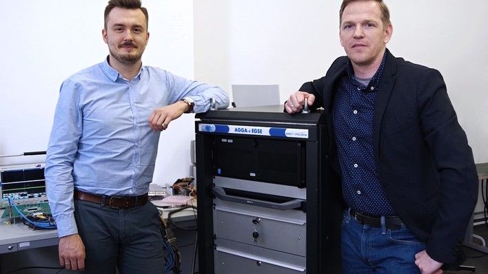 Maciej Paśnikowski and Karol Brzostowski, responsible for GNSS projects at Astri Polska IMAGE CREDIT: ASTRI POLSKA