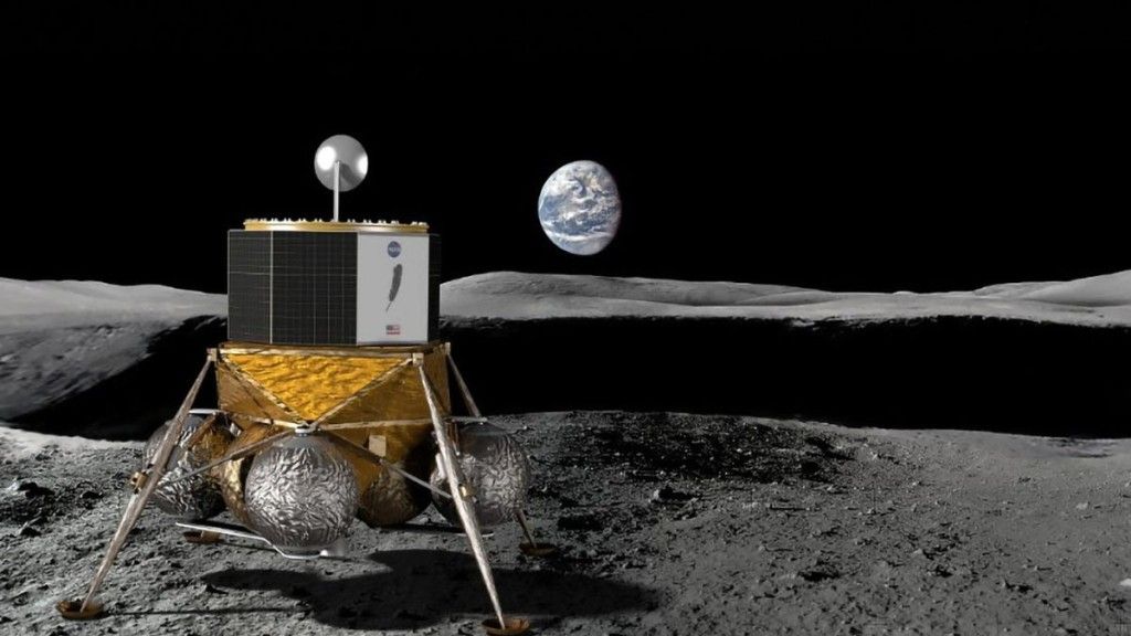 Artystyczna wizja lądownika Blue Moon na Księżycu. Ilustracja: Blue Origin