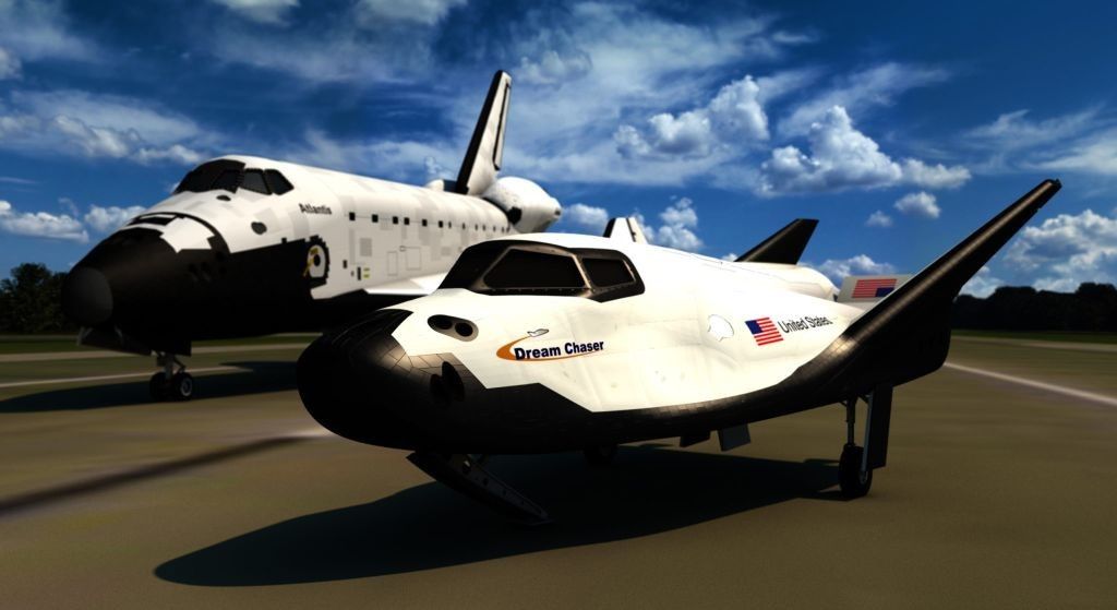 Porównanie rozmiarów wahadłowca Dream Chaser i promu kosmicznego Atlantis. Ilustracja: SNC
