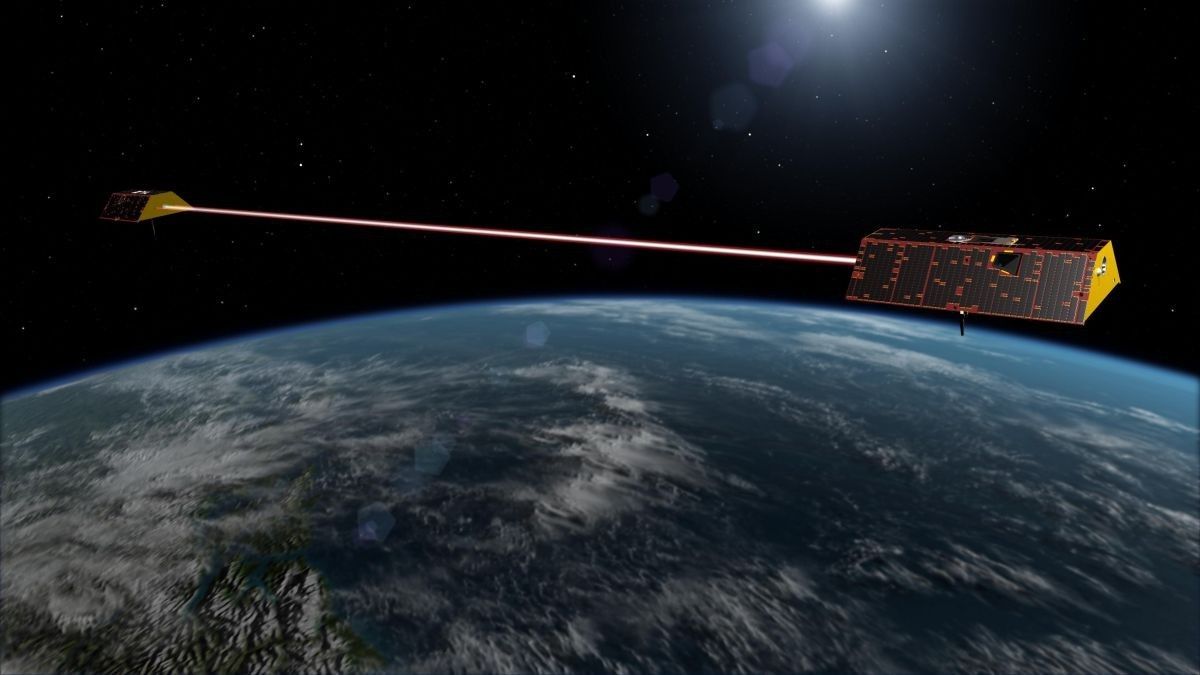 Artystyczna wizja satelitów GRACE Follow-On. Ilustracja: NASA/JPL-Caltech