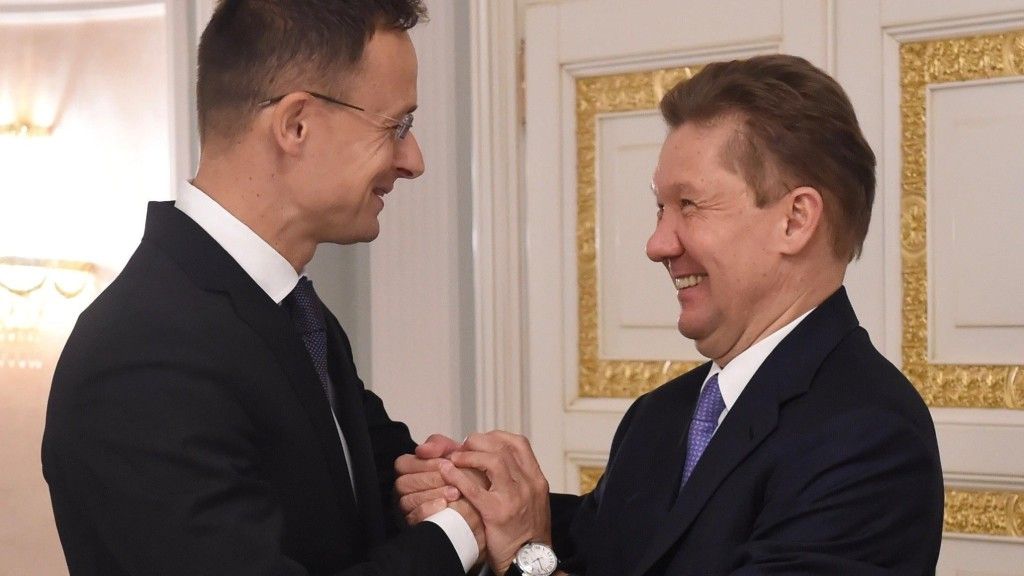 Fot.: Peter Szijjártó i Alieksiej Miller; Ministerstwo Spraw Zagranicznych i Handlu Republiki Węgierskiej