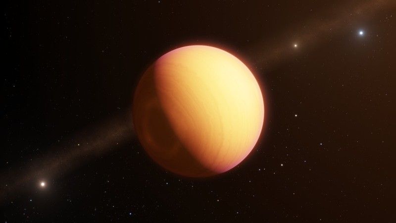 Artystyczna wizualizacja planety pozasłonecznej HR8799 e. Ilustracja: ESO/L. Calçada